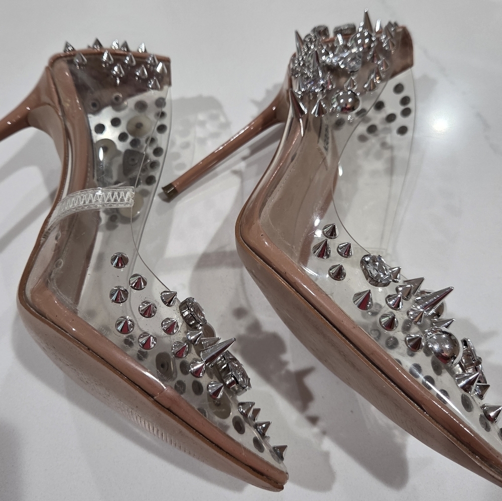 Steven Madden Women's Studded Clear Heels Size 7.5. - Picture 3 of 11